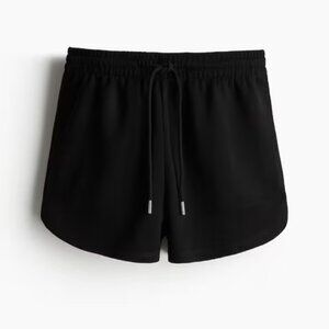 H&M Black Sweatshorts with Elastic Waistband and Curved Hem